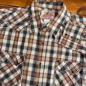 Vintage Wrangler Western Shirt Mens XL Multicolor Plaid Pearl Snap LS Sawtooth
